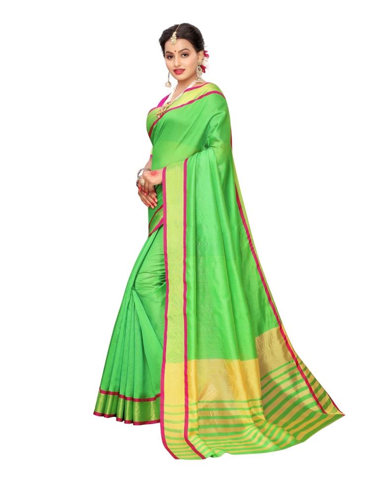 Green Coloured Chanderi Woven Casual saree