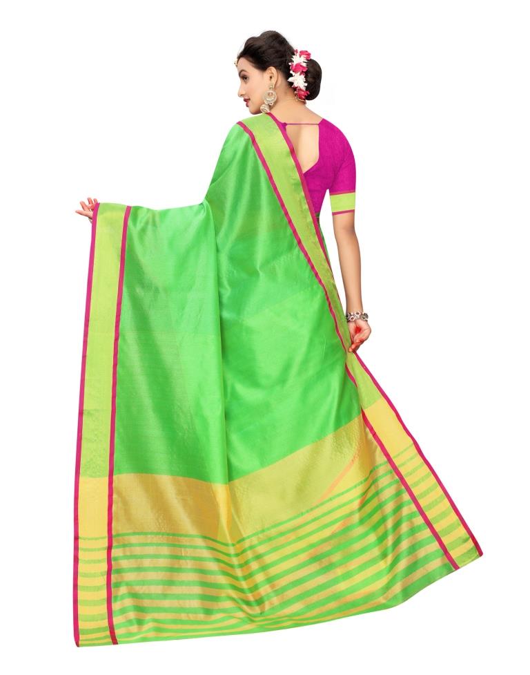 Green Coloured Chanderi Woven Casual saree