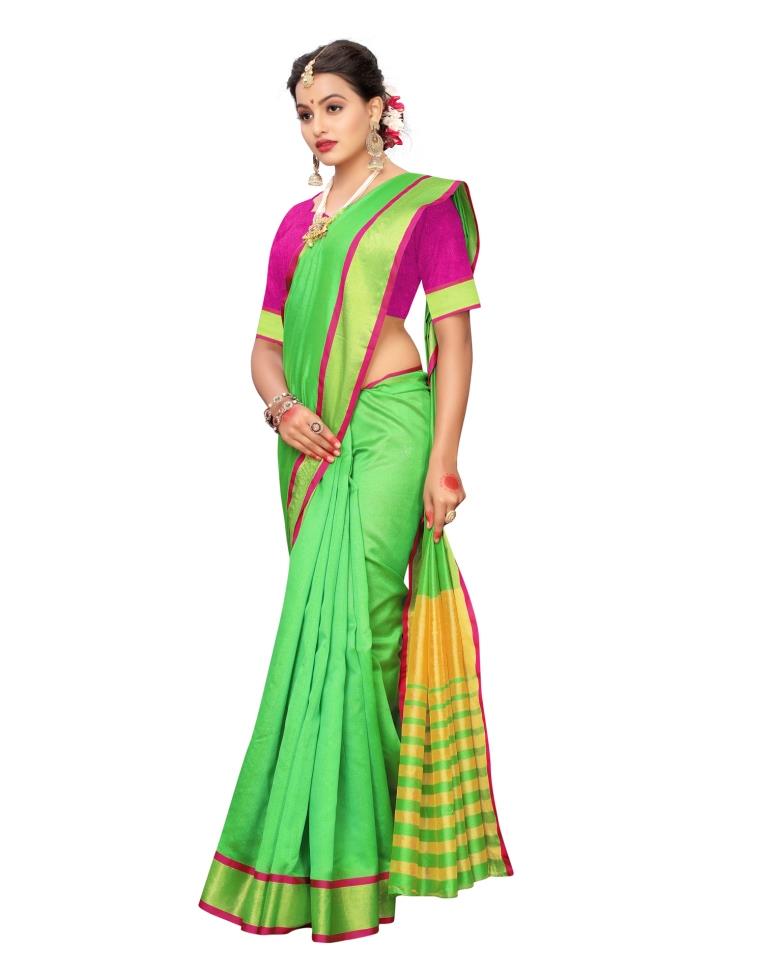 Green Coloured Chanderi Woven Casual saree