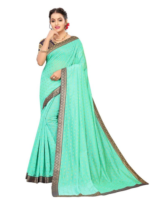 Green Coloured Cotton Silk Jacquard Partywear saree