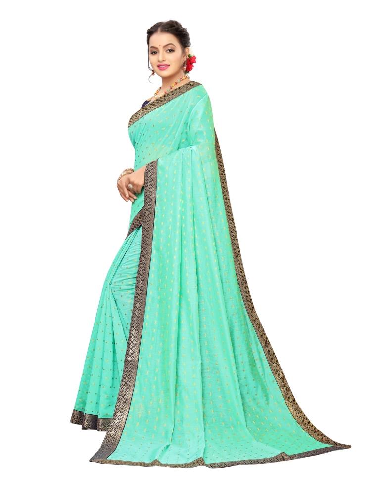 Green Coloured Cotton Silk Jacquard Partywear saree