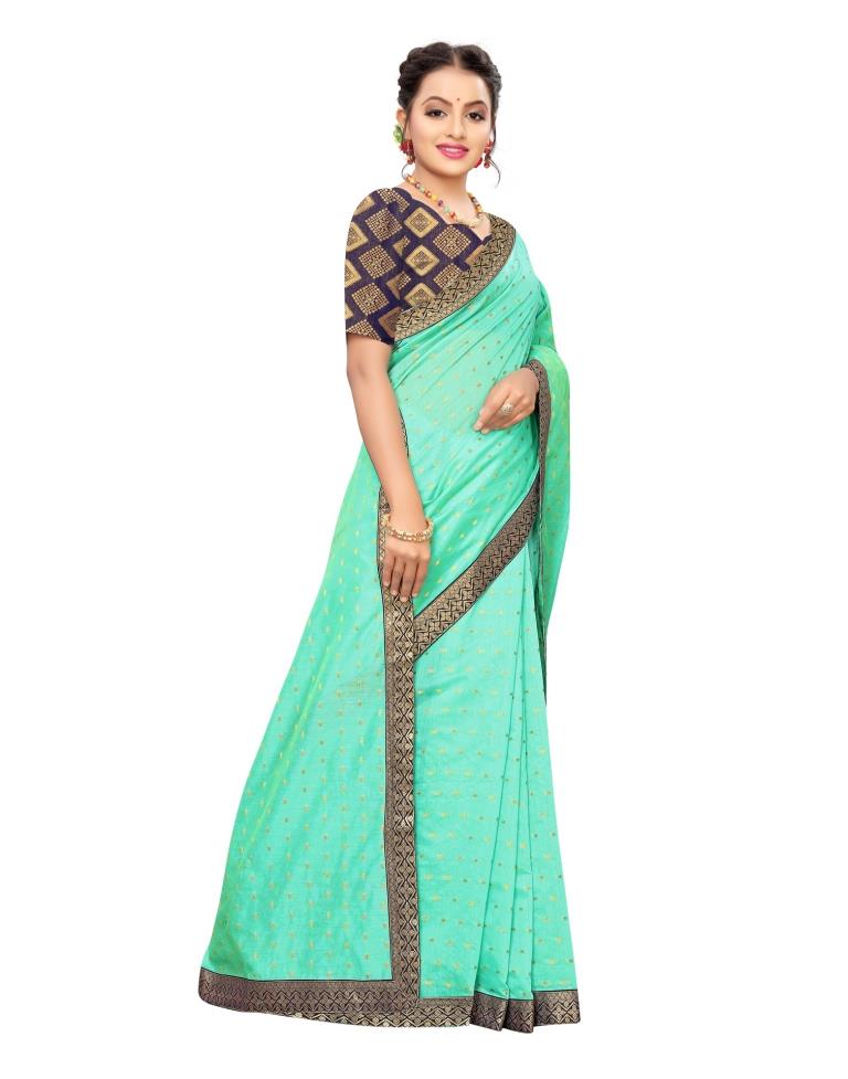 Green Coloured Cotton Silk Jacquard Partywear saree