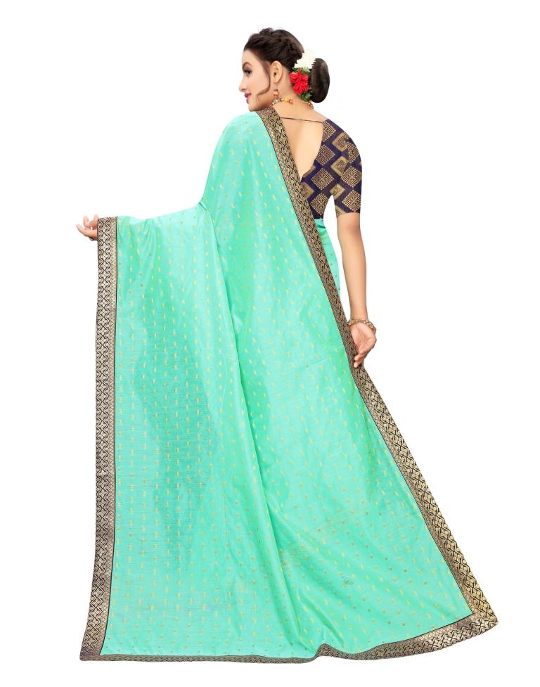 Green Coloured Cotton Silk Jacquard Partywear saree