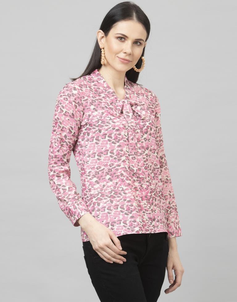 Fantastic Pink Coloured Digital Printed Crepe Tops