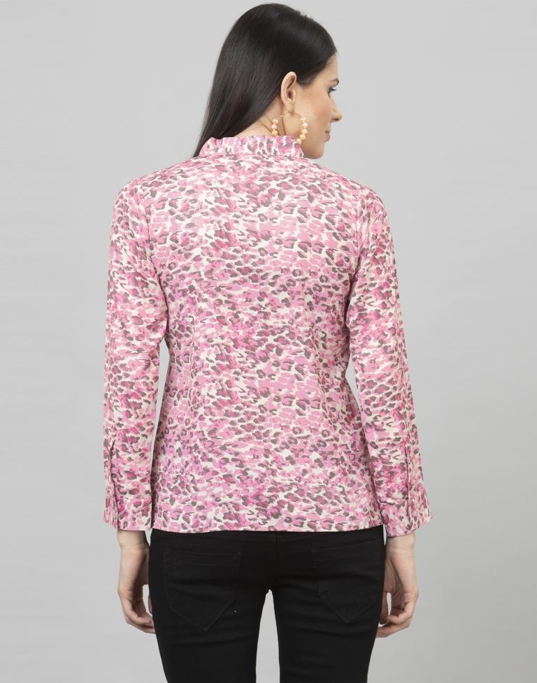 Fantastic Pink Coloured Digital Printed Crepe Tops