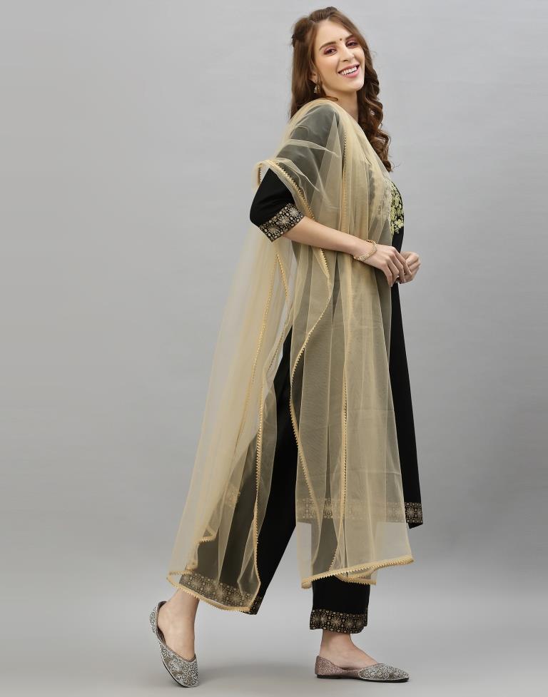 Black Kurti With Pant And Dupatta