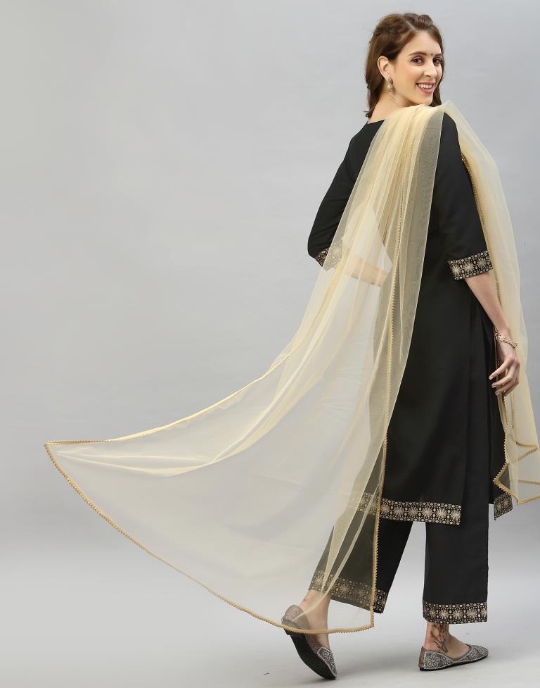 Black Kurti With Pant And Dupatta