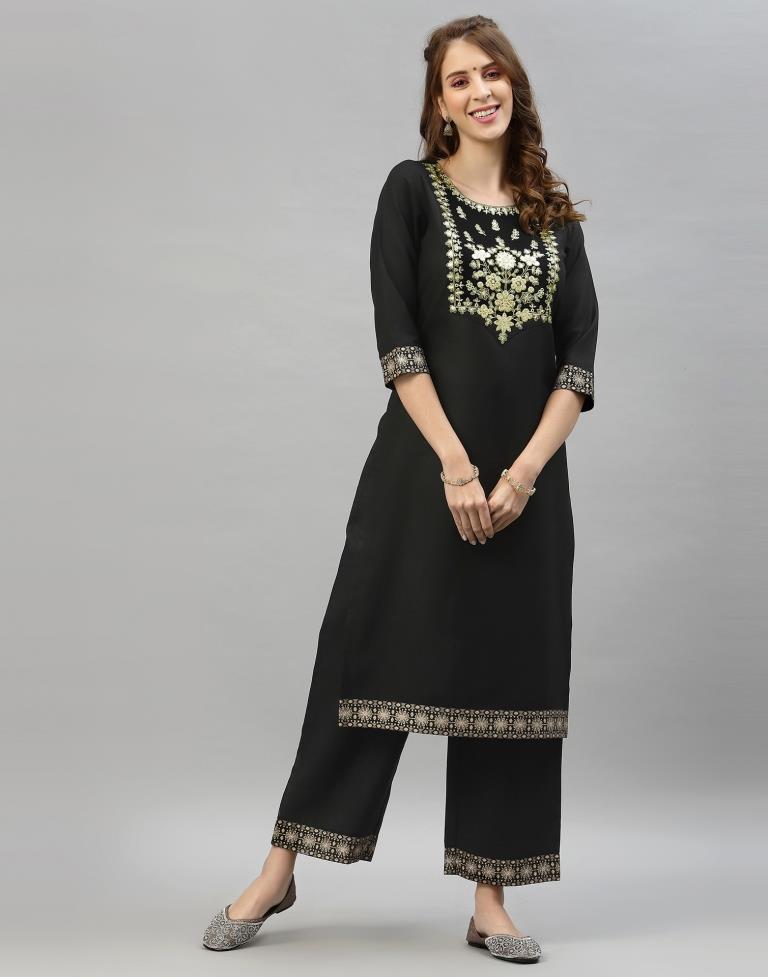 Black Kurti With Pant And Dupatta