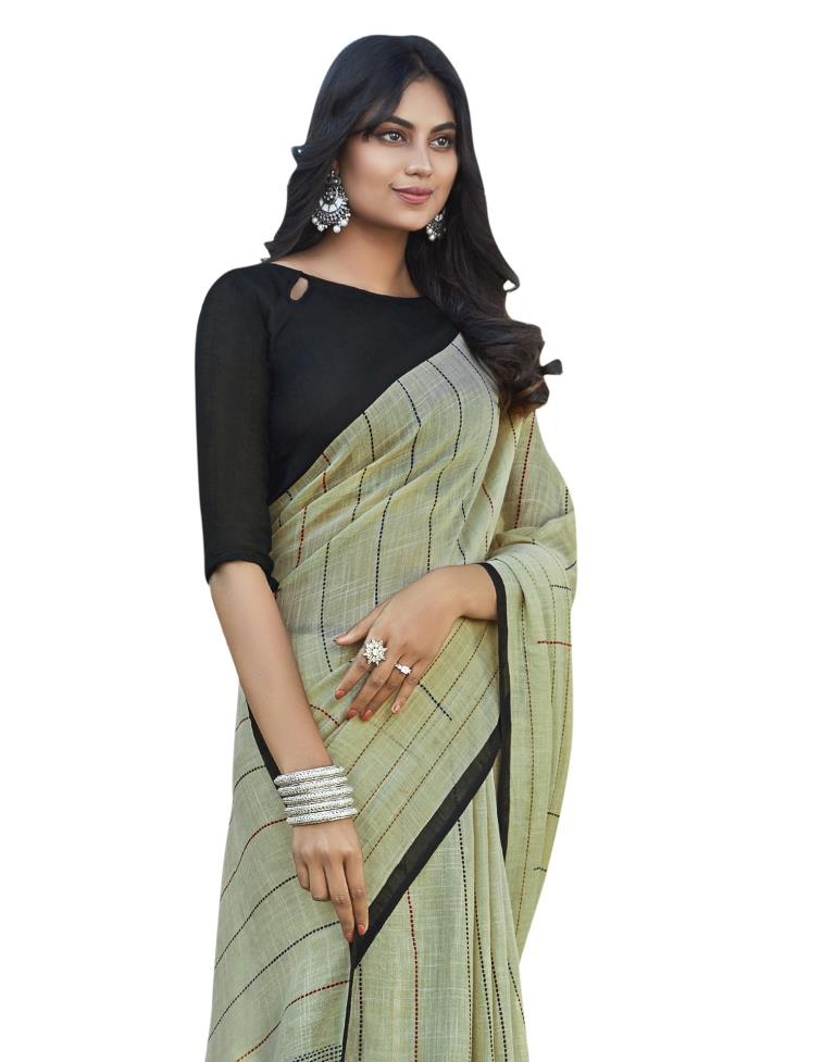 Beige Coloured Khadi Cotton Woven Casual saree