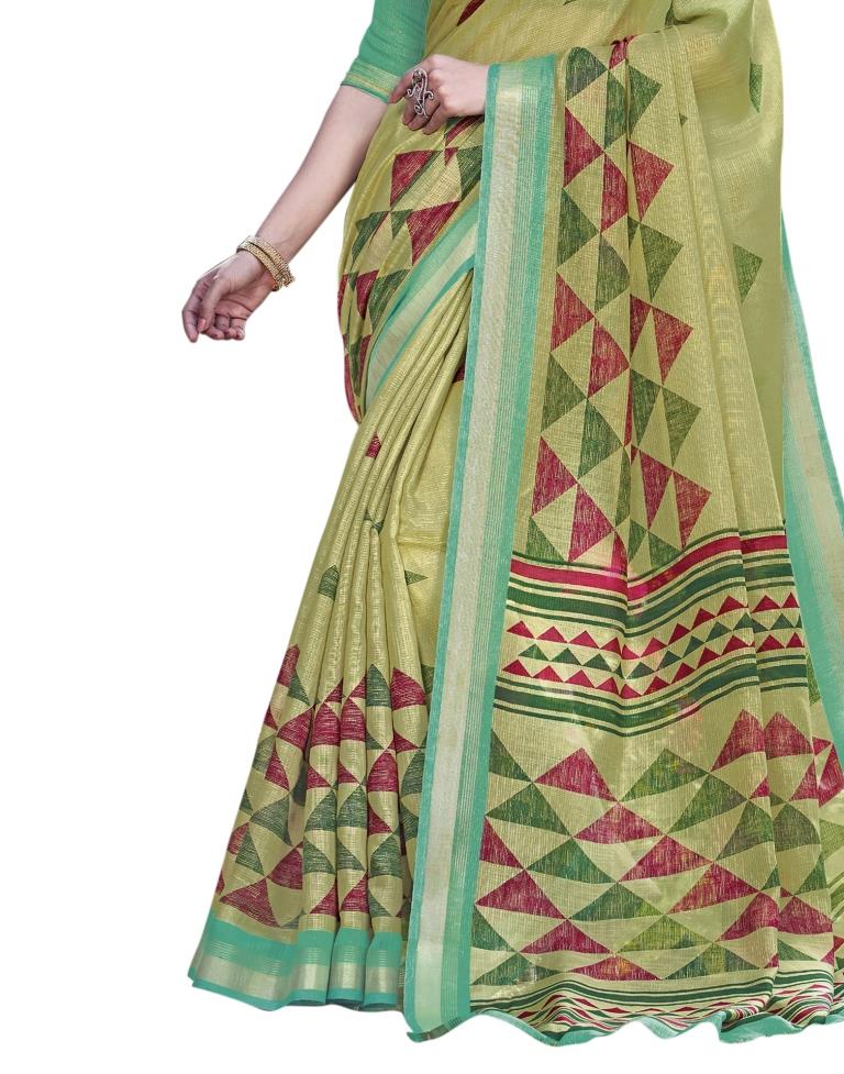 Green Coloured Cotton Silk Printed Casual saree