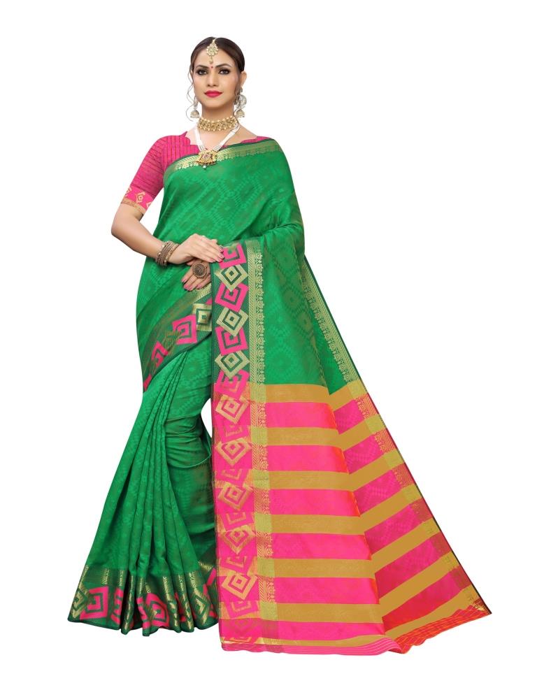 Green Banarasi Chanderi Saree