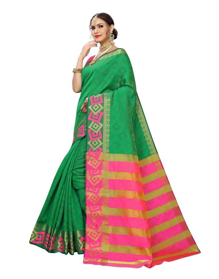 Green Banarasi Chanderi Saree