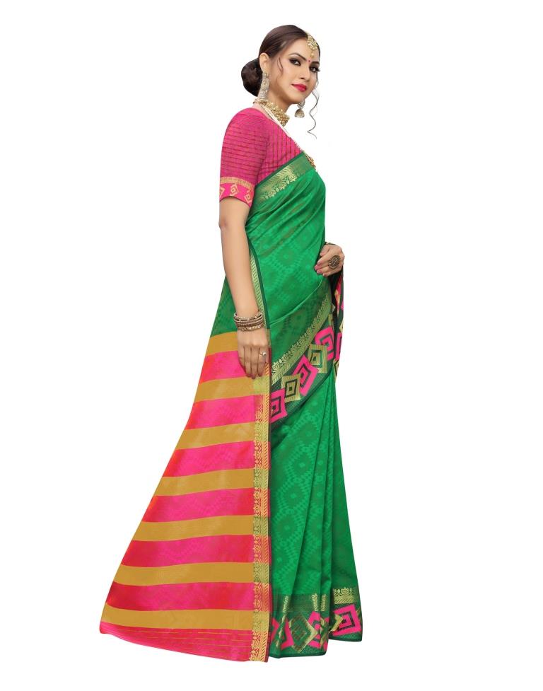 Green Banarasi Chanderi Saree