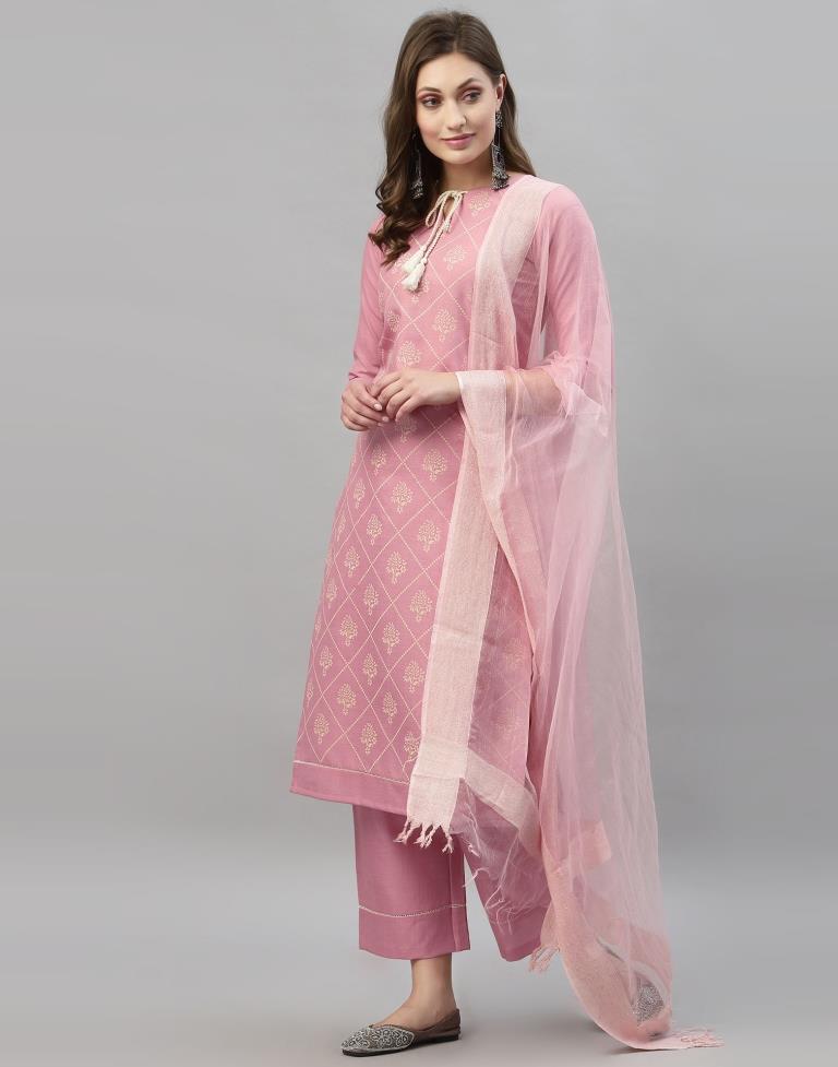 Baby Pink Kurti With Pant And Dupatta