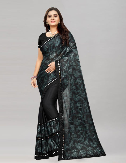 Black Printed Saree