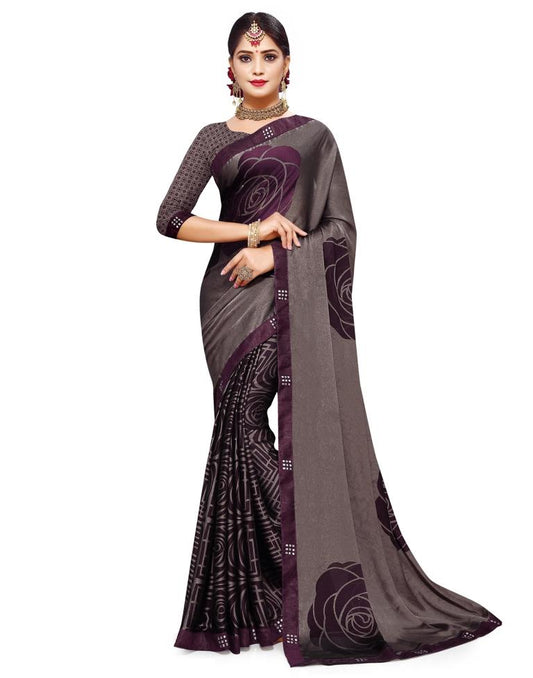 Grape Harvest Purple Coloured Chiffon Casual saree