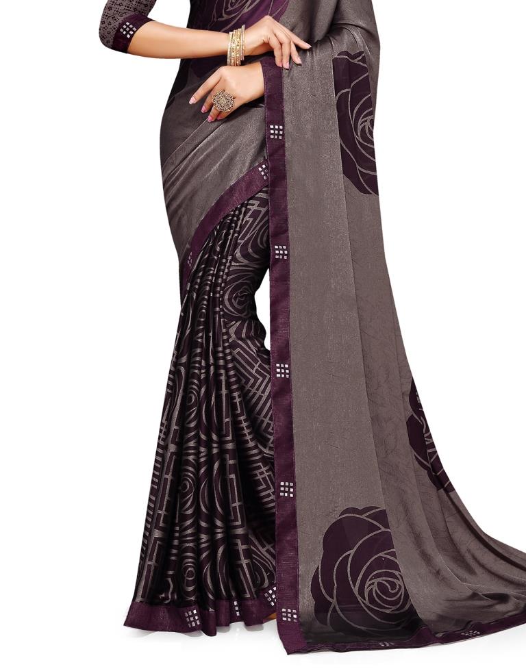 Grape Harvest Purple Coloured Chiffon Casual saree