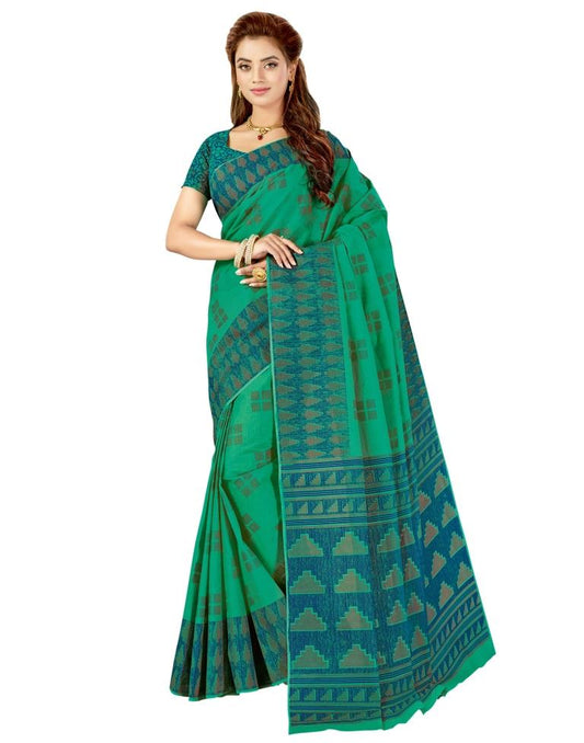 Paris Green Coloured Printed Cotton Saree