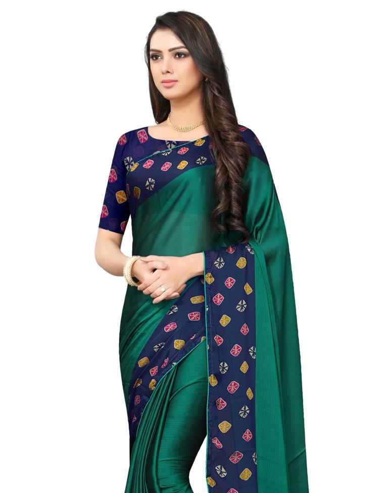 Green Coloured Chiffon Printed Casual saree