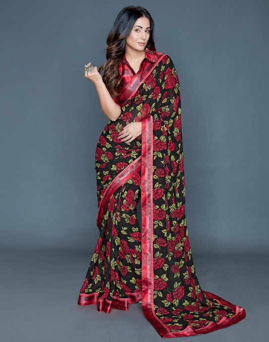 Black Printed saree