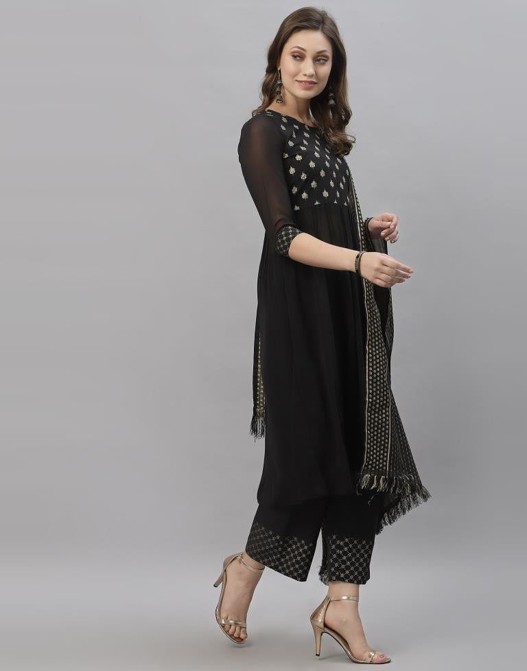 Black Kurti With Pant And Dupatta