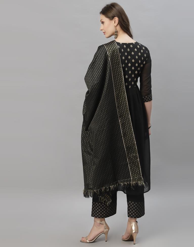 Black Kurti With Pant And Dupatta