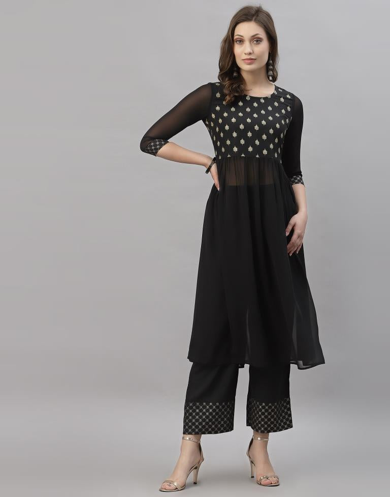 Black Kurti With Pant And Dupatta