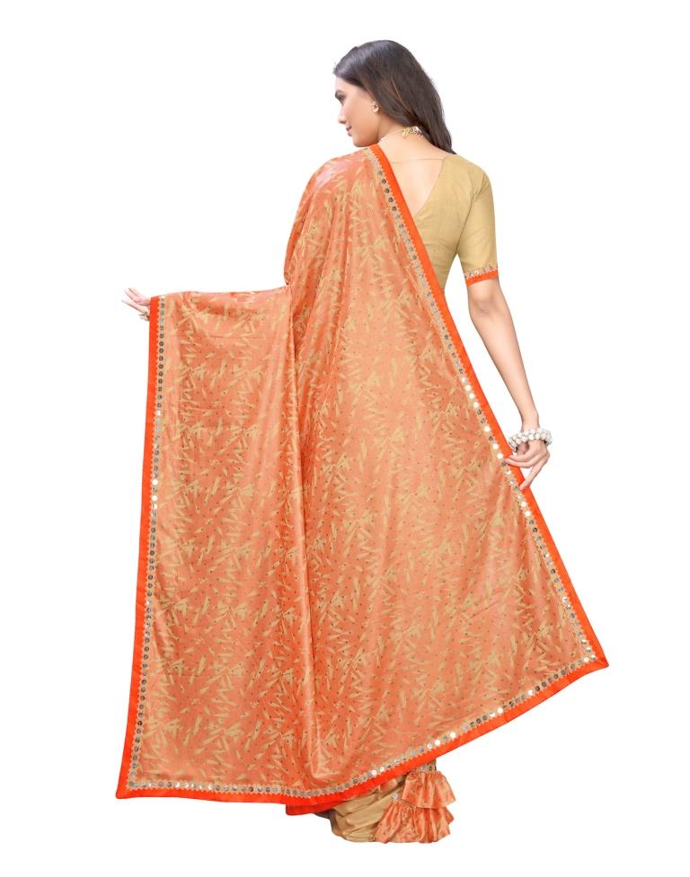 Beige Coloured Lycra Foil Printed Partywear saree