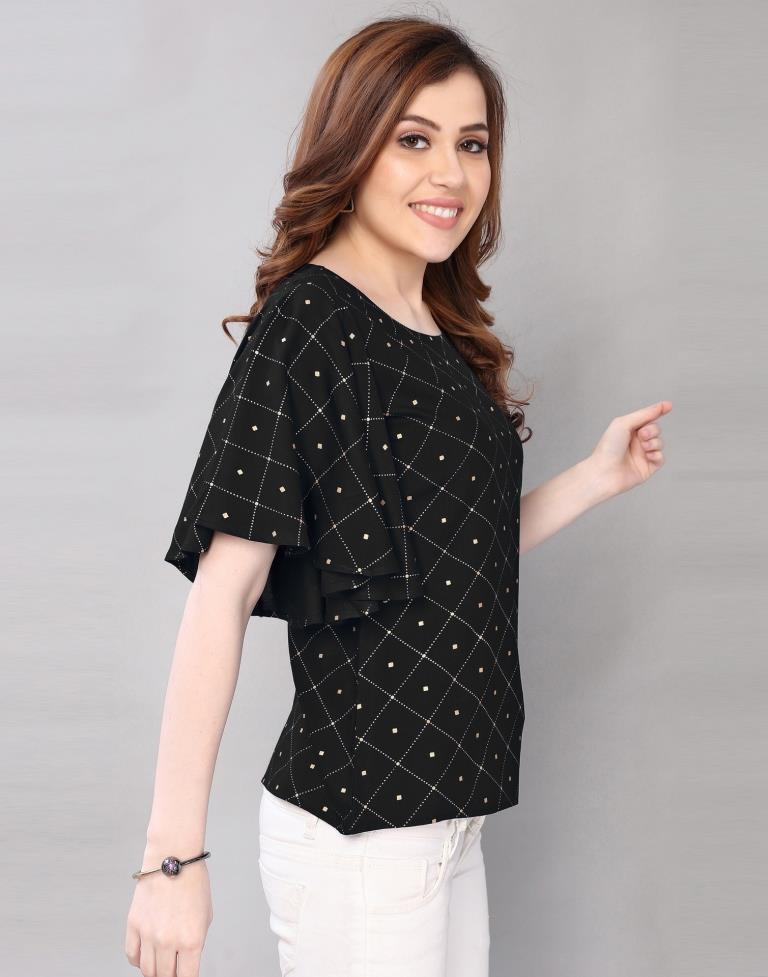 Black Fleard Sleeve Top