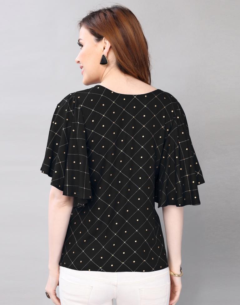 Black Fleard Sleeve Top