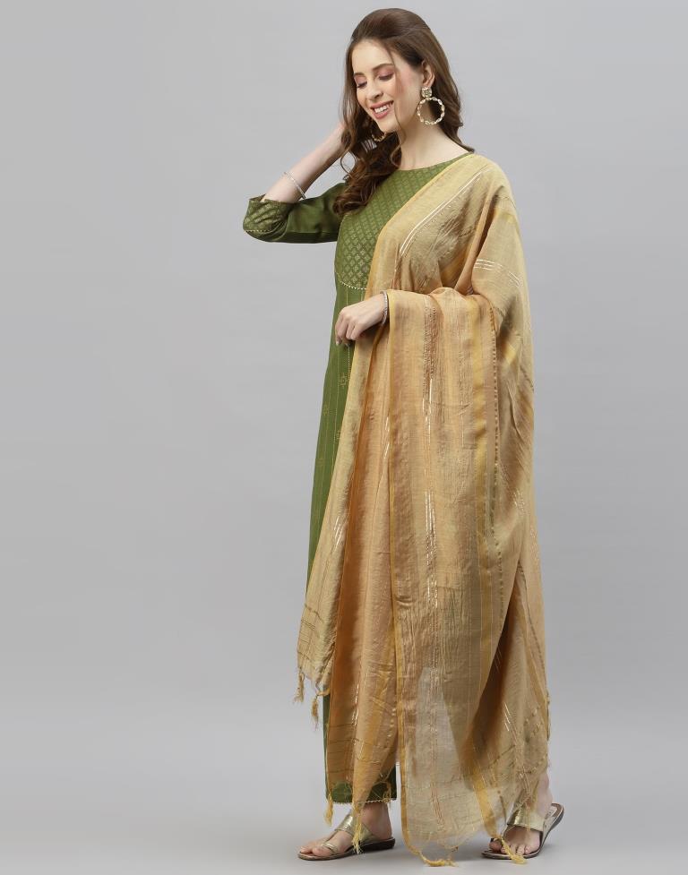 Green Kurti With Pant And Dupatta