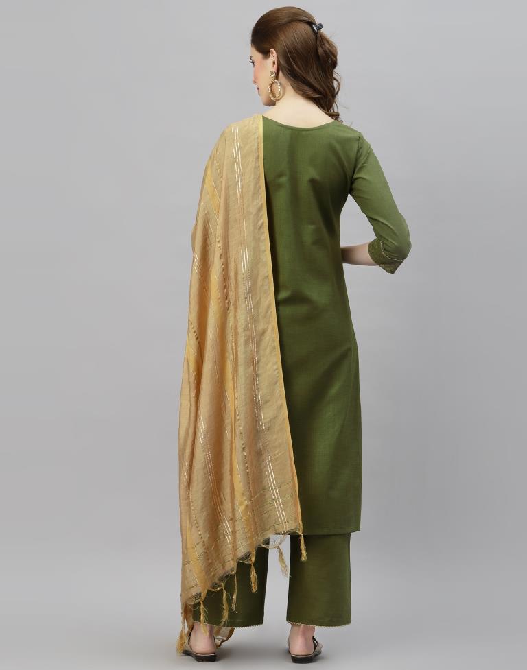 Green Kurti With Pant And Dupatta