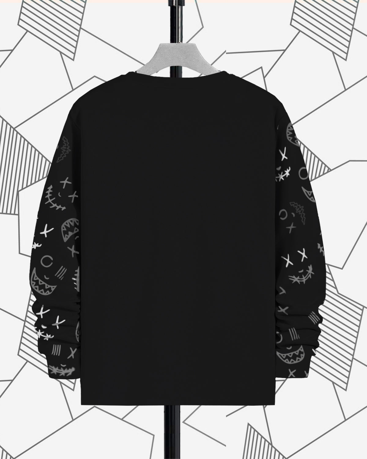 Black Full Sleeve Marshmellow Face Printed TShirt