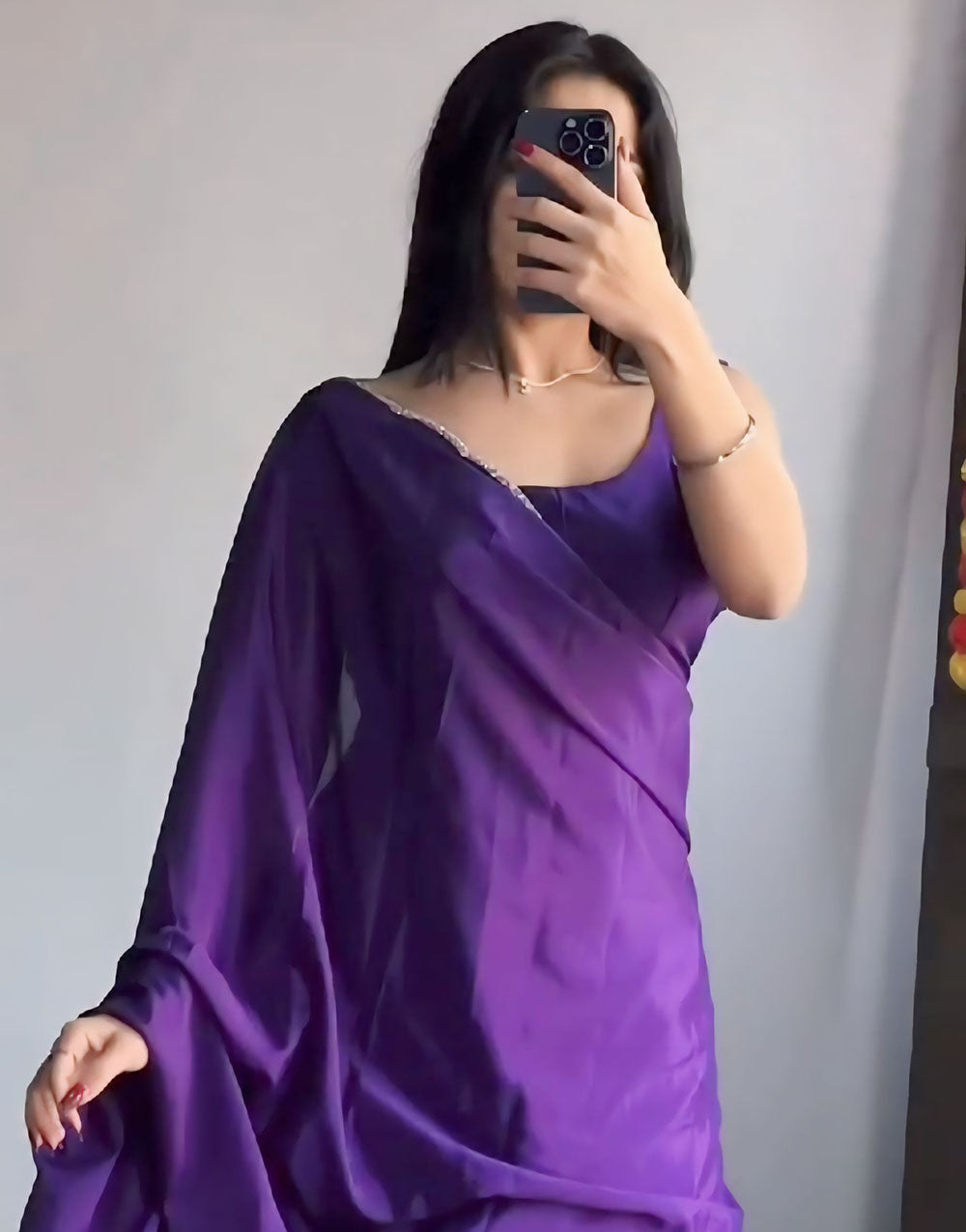 Beautiful Purple Silk Ready To Wear Saree