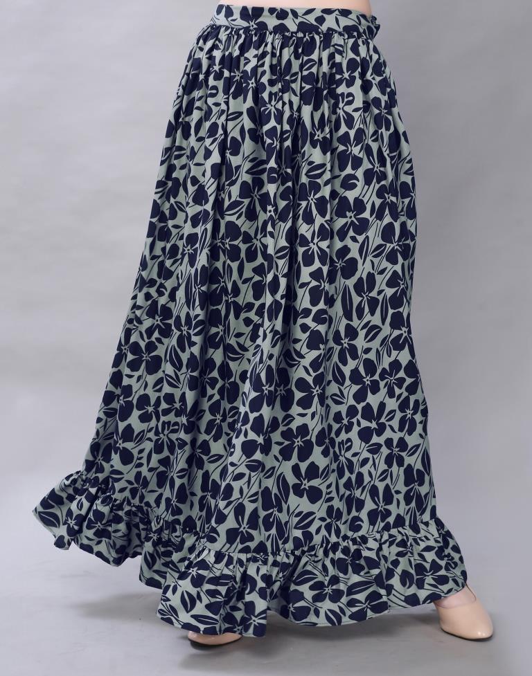 Grey Coloured Crepe Mill Printed Skirt