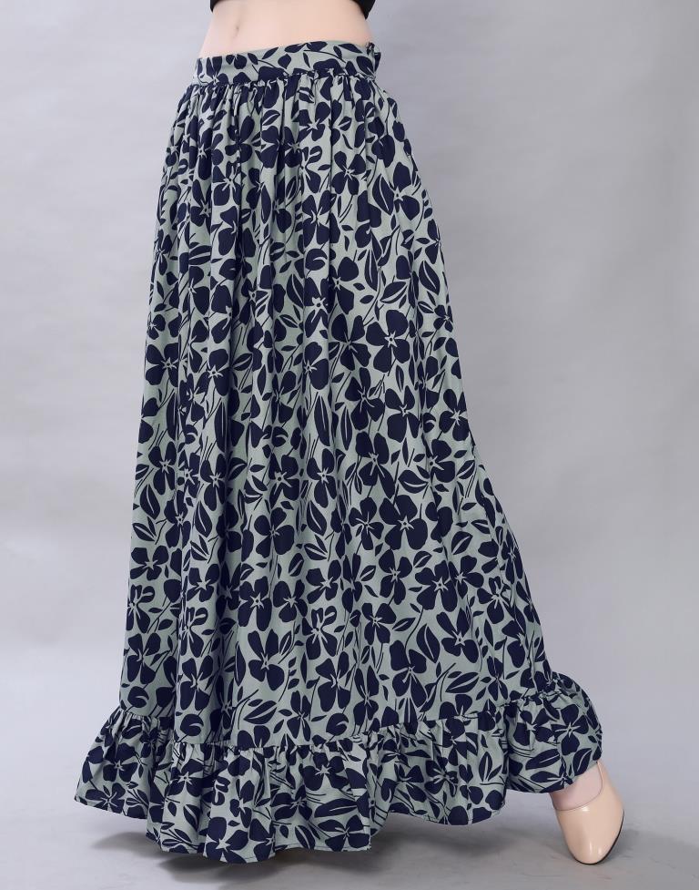 Grey Coloured Crepe Mill Printed Skirt