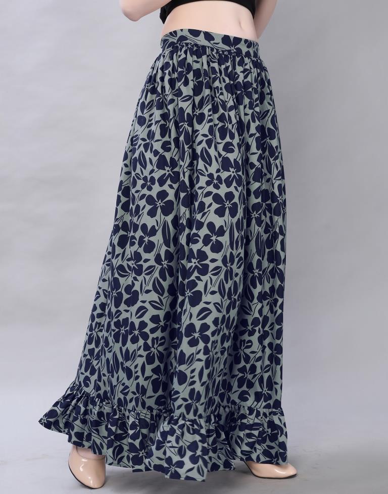 Grey Coloured Crepe Mill Printed Skirt