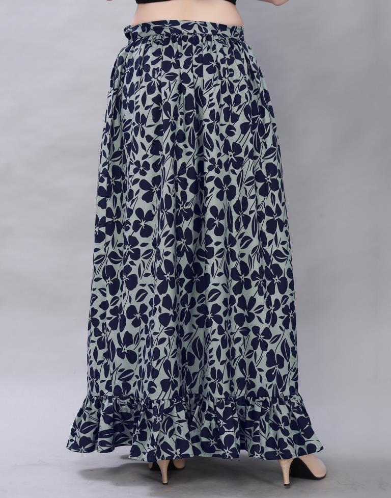 Grey Coloured Crepe Mill Printed Skirt