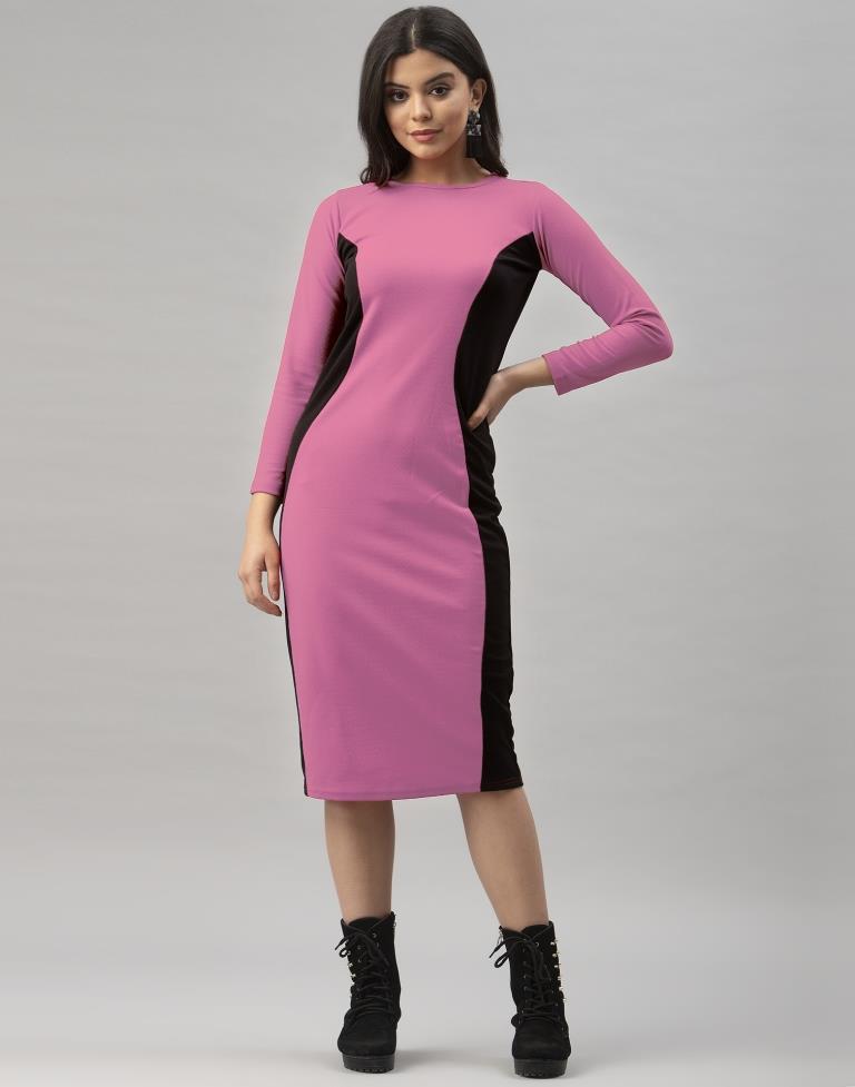 Beguiling Pink Coloured Knitted Lycra Dress