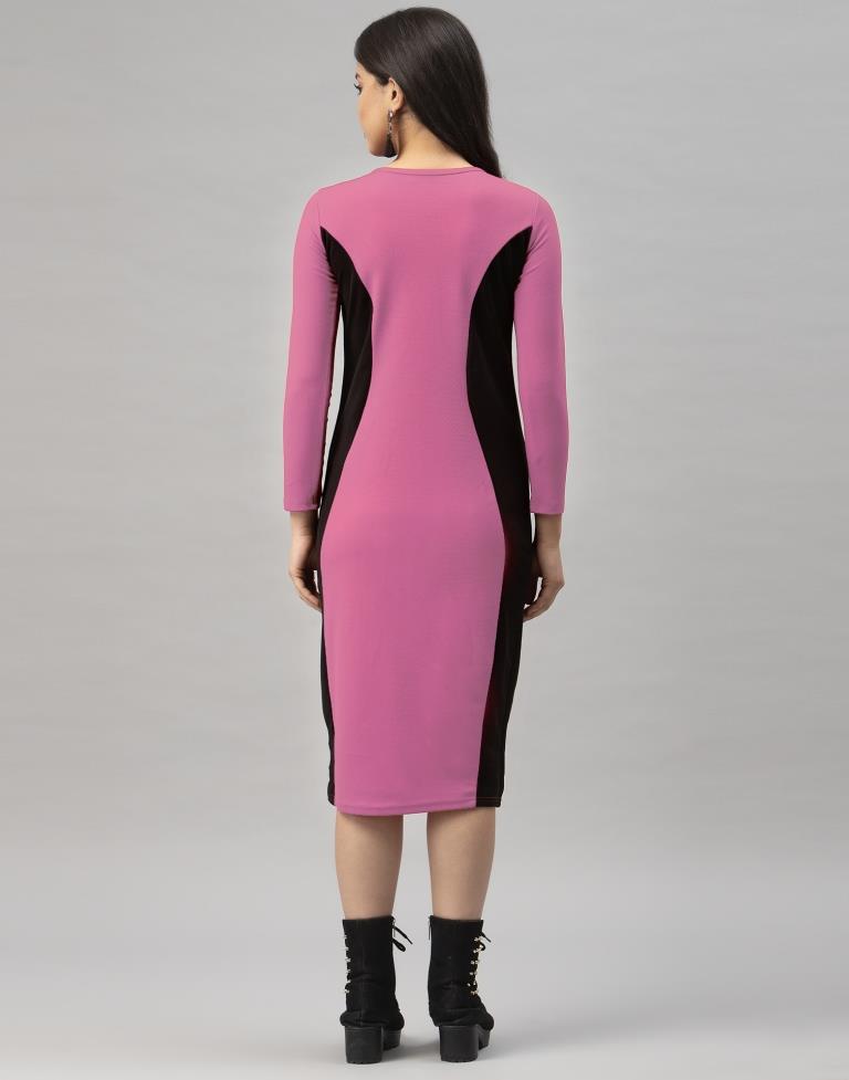 Beguiling Pink Coloured Knitted Lycra Dress