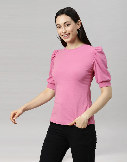 Fantastic Pink Coloured Knitted Lycra Tops