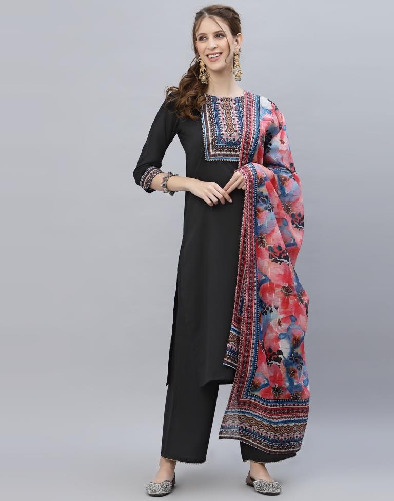 Black Kurti With Pant And Dupatta