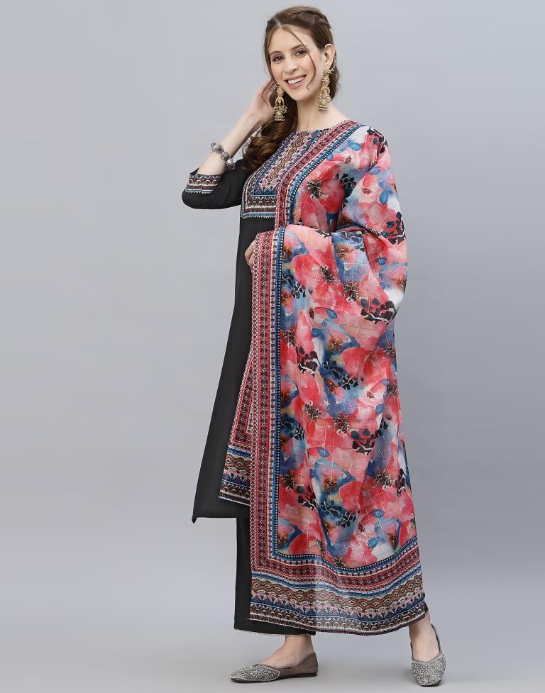 Black Kurti With Pant And Dupatta