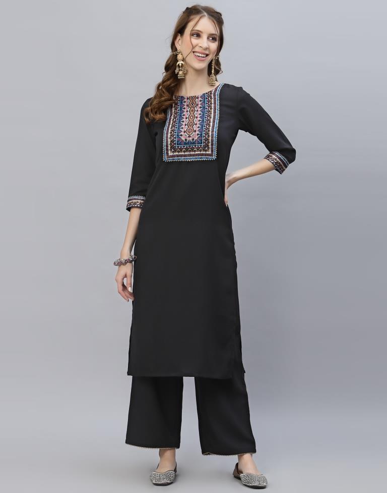 Black Kurti With Pant And Dupatta