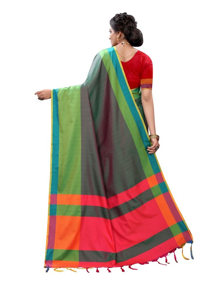 Green Coloured Poly Silk Self Woven Casual saree