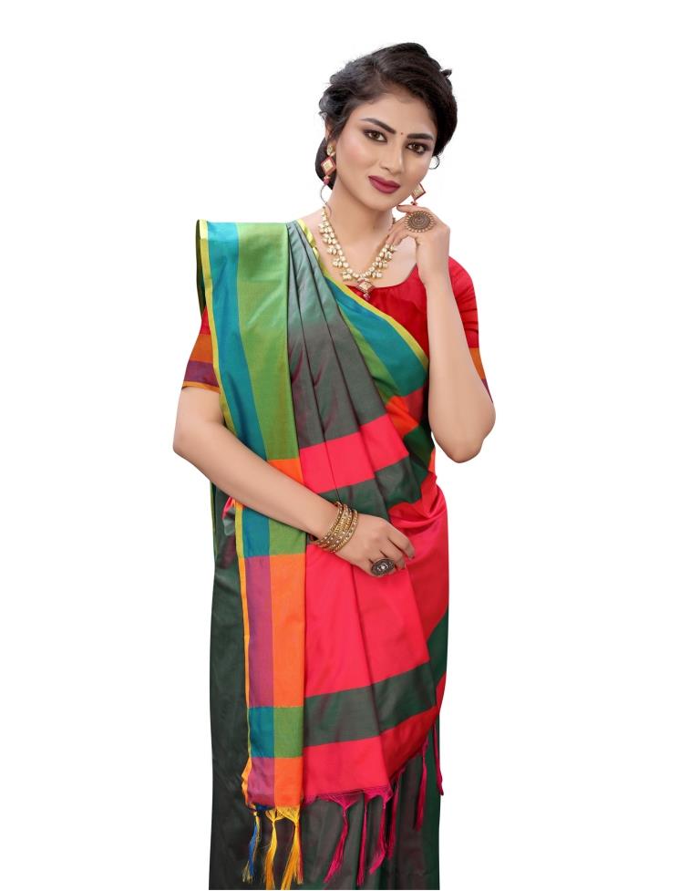 Green Coloured Poly Silk Self Woven Casual saree