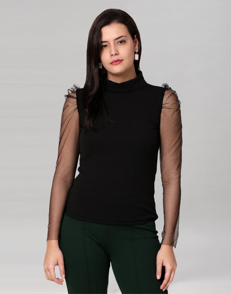 Black coloured Knitted Lycra Top