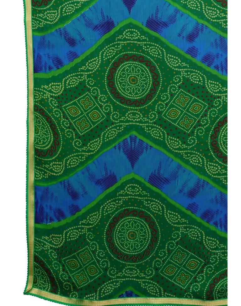 Green Coloured Chiffon Bandhani Printed Casual saree