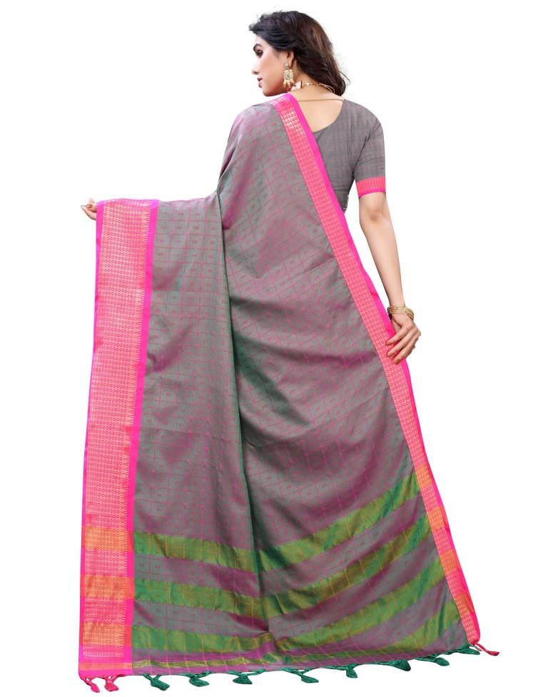 Parrot Green Banarasi Silk Saree