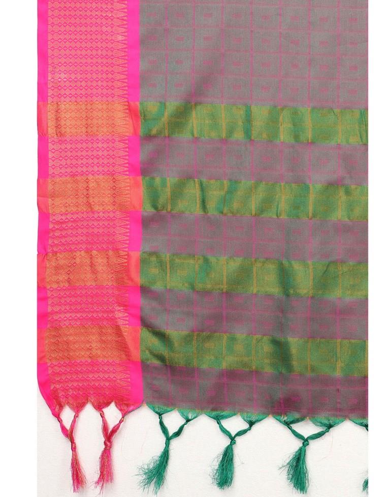 Parrot Green Banarasi Silk Saree